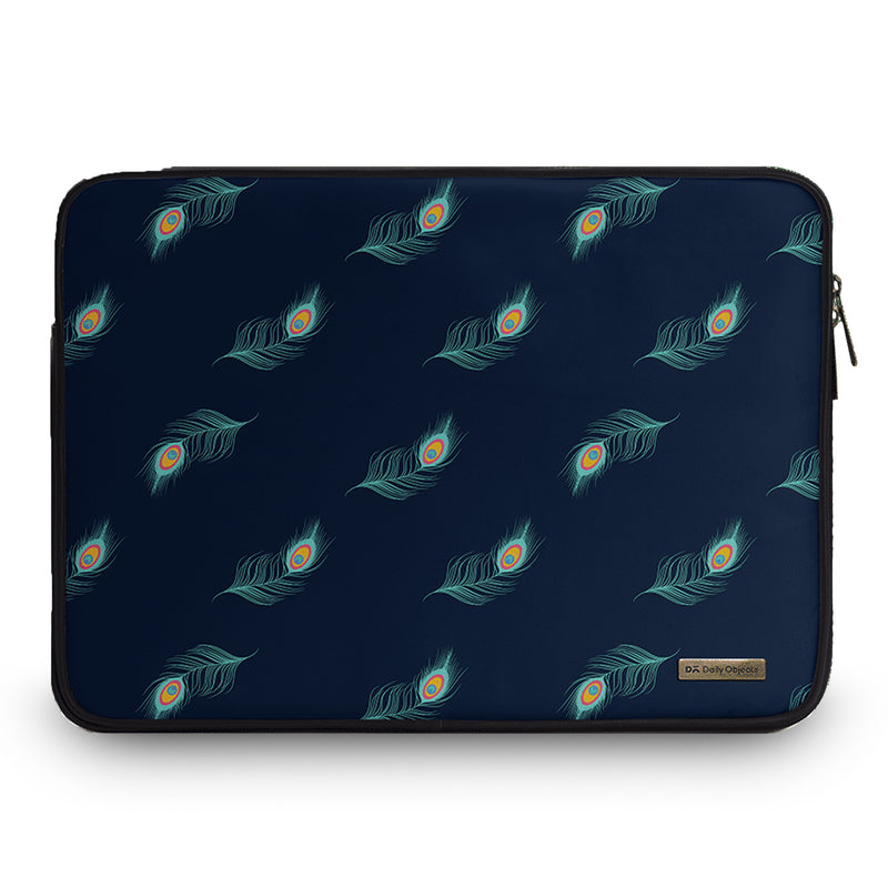 Navy Feathers Laptop Sleeve, Zippered, 28 cm (11"), suitable for Laptop/MacBook