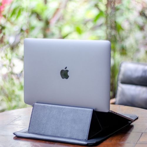 Fitizen Riser (Sleeve) Black Vegan Leather Laptop Stand,Ergonomic Laptop Stands Compatible with laptops of 10"-15"
