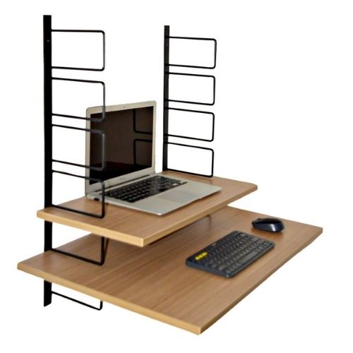 Fitizen Rack Black & Urban Teak Standing Desk /Ergonomic Desk/Laptop Desk/Work from Home Desk//Height Adjustable Desk
