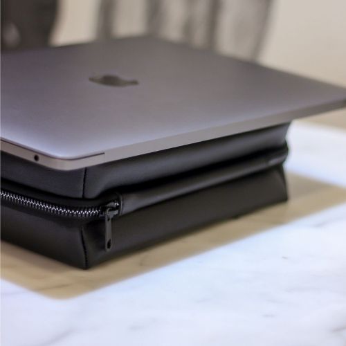 Fitizen  Riser (Organiser) Black Vegan Leather Laptop Stand,Ergonomic Laptop Stands Compatible with laptops of 10"-15"