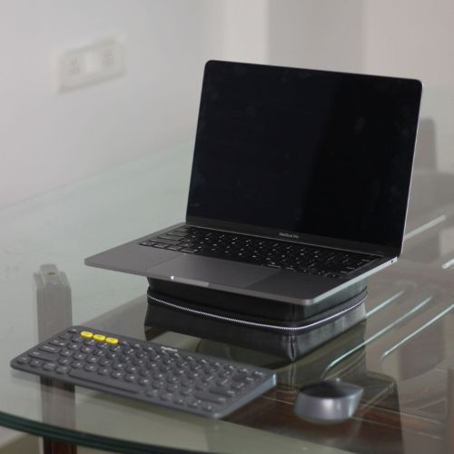Fitizen  Riser (Organiser) Black Vegan Leather Laptop Stand,Ergonomic Laptop Stands Compatible with laptops of 10"-15"