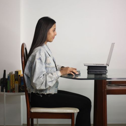 Fitizen  Riser (Organiser) Black Vegan Leather Laptop Stand,Ergonomic Laptop Stands Compatible with laptops of 10"-15"