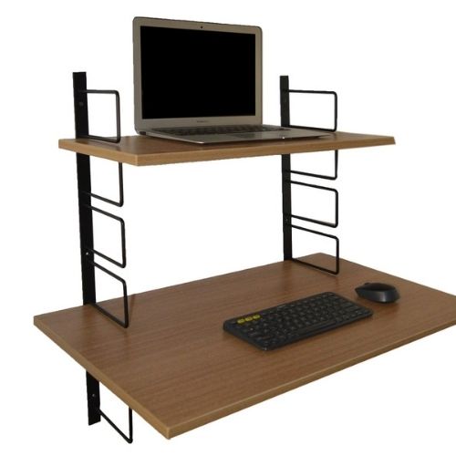 Fitizen Rack Black & Urban Teak Standing Desk /Ergonomic Desk/Laptop Desk/Work from Home Desk//Height Adjustable Desk