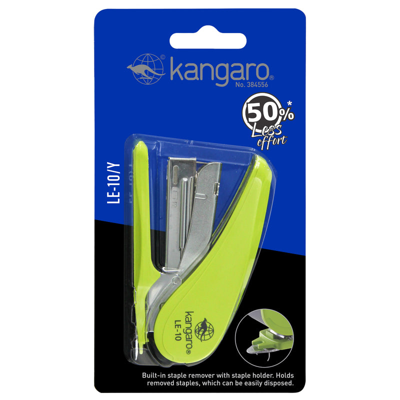 Kangaro Stapler LE 10 Y, Less-Effort, Quick Load Mechanism, Manual Stapler