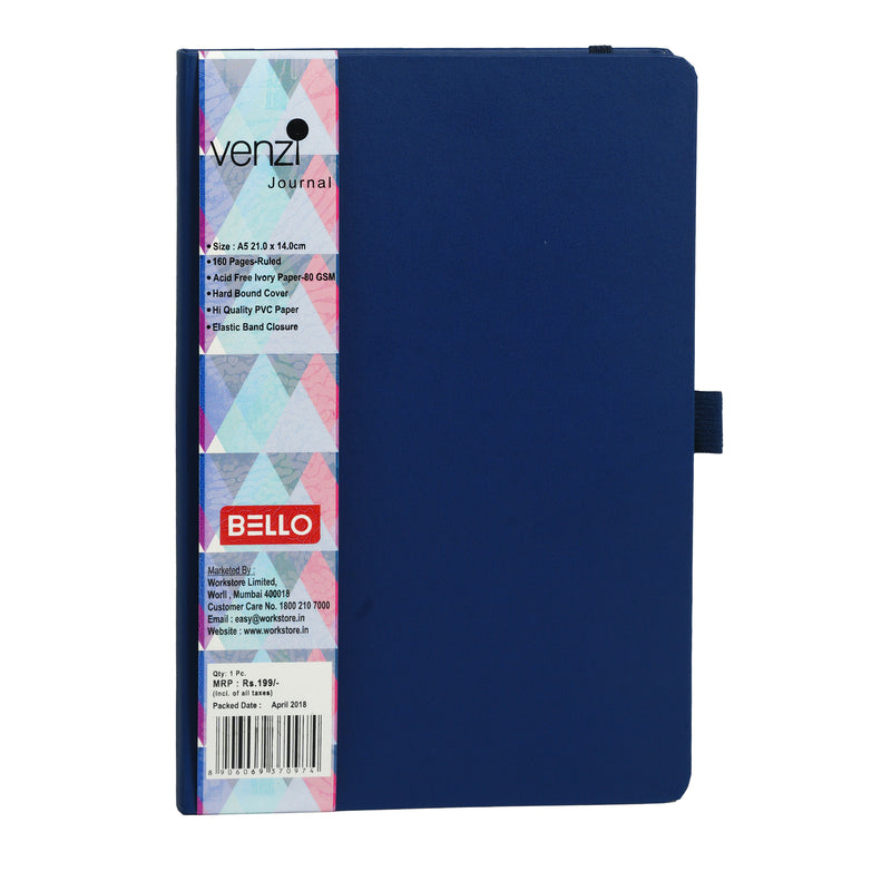 Bello Venzi Hardbound Notebook A5, 80 Gsm, 160 pages dot grid, Assorted Color  Pcs 1