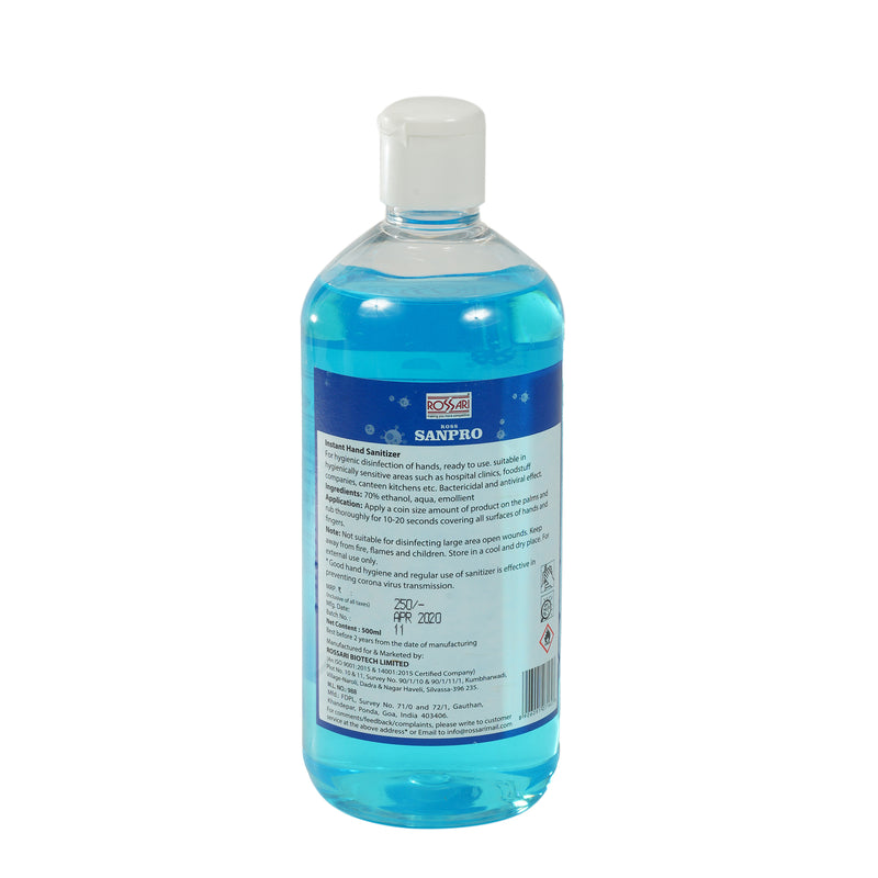 Buzil Ross Sanpro Hand Sanitizer Liquid 500 Ml  Pack Of 1
