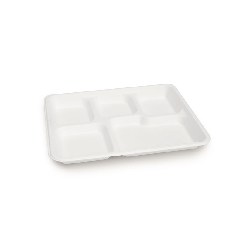 Pappco 5 Compartment Lunch PPlate (Pack Of 400 pcs)