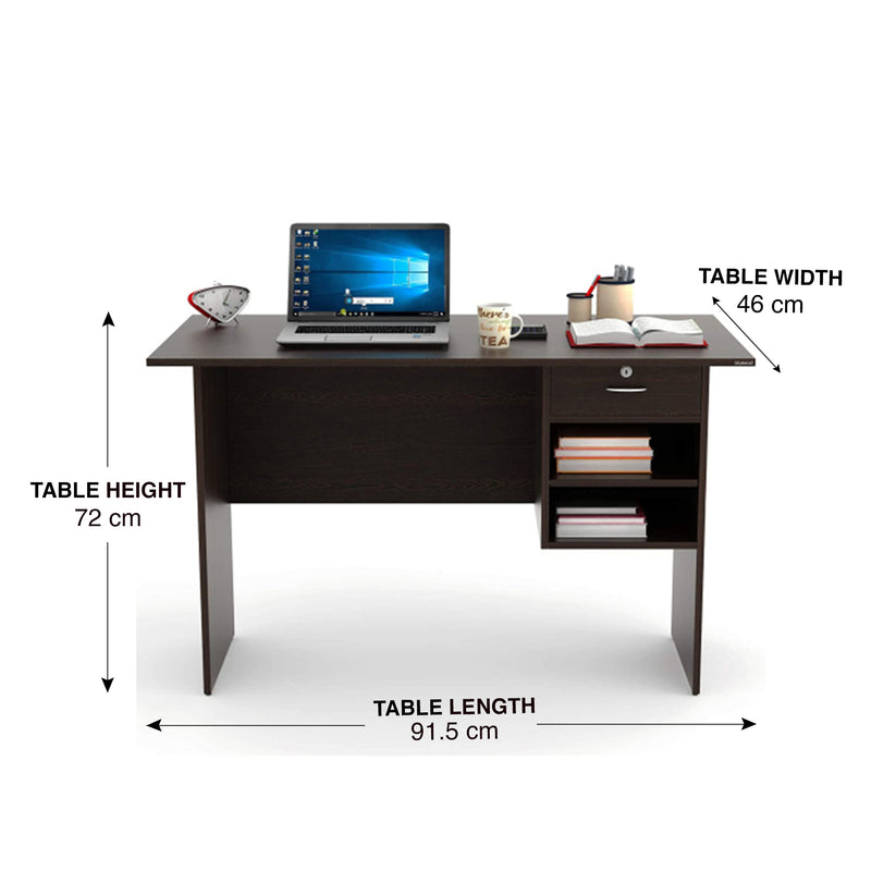 WorkStore Wooden Study Table With Drawer, Storage & Leg Space for Home
