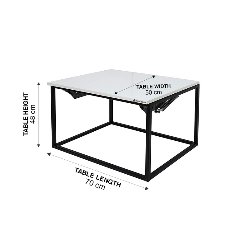WorkStore Metal Coffee Table with a lift-up top, Glossy White