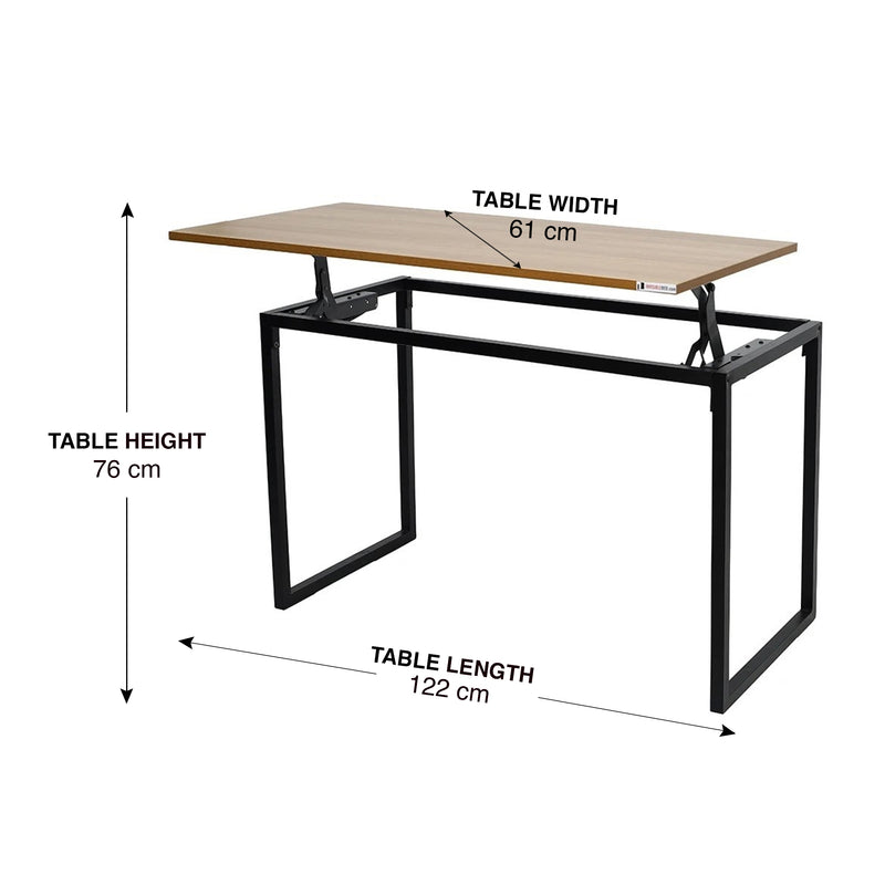 WorkStore Metal Table with Lift-up table top, steel base and matte finish