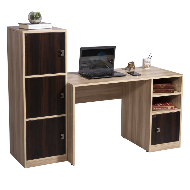 WorkStore Study Table, Engineered Wood, With Open Drawer & Storage