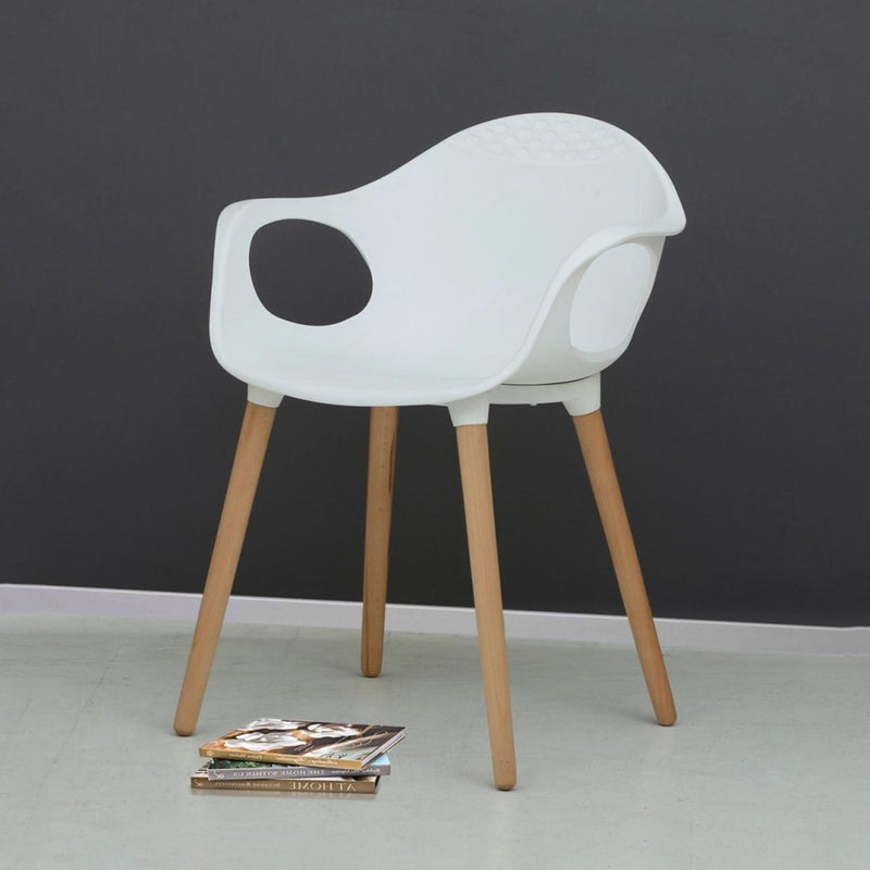 WorkStore Benson Accent Chair with wooden legs, White