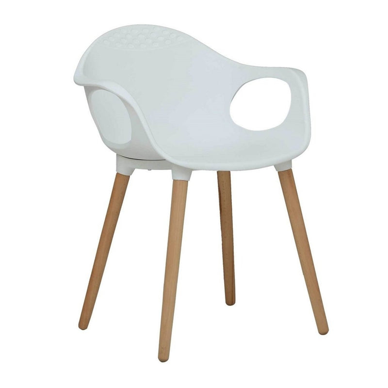 WorkStore Benson Accent Chair with wooden legs, White
