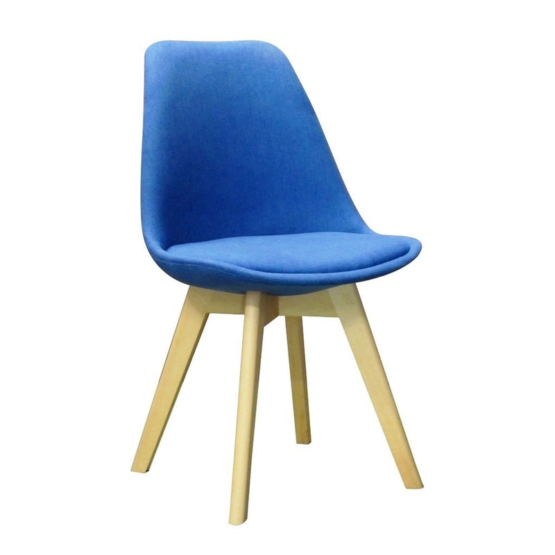 WorkStore Jason Designer Chair, Wood Legs, Upholstered, Blue