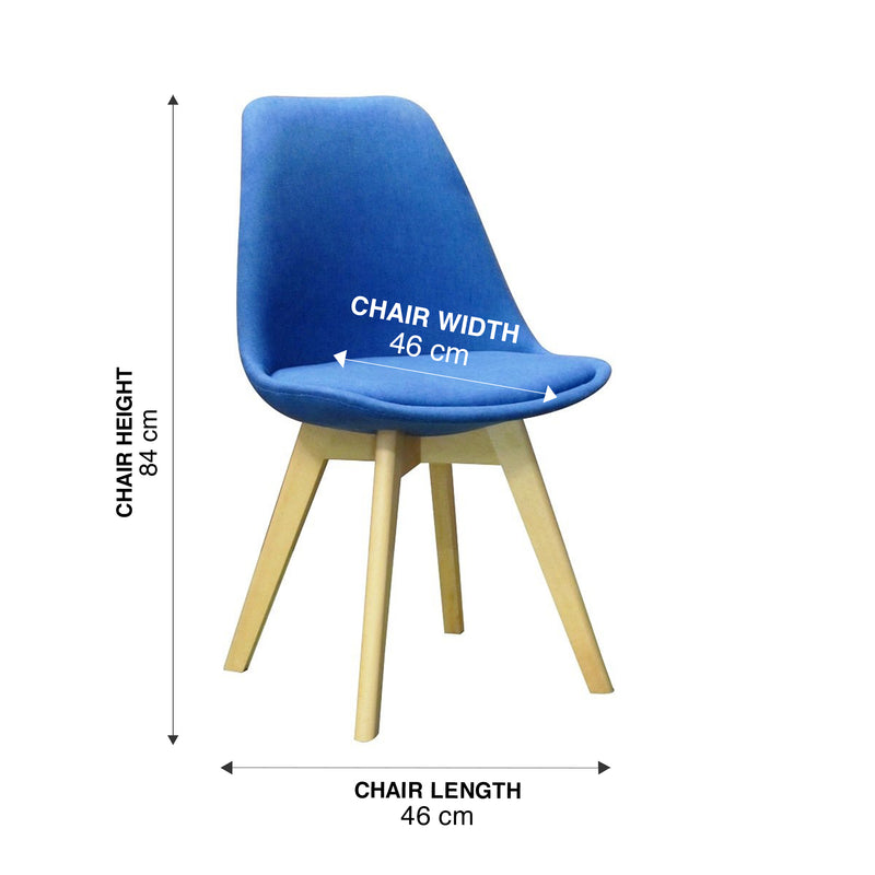 WorkStore Jason Designer Chair, Wood Legs, Upholstered, Blue