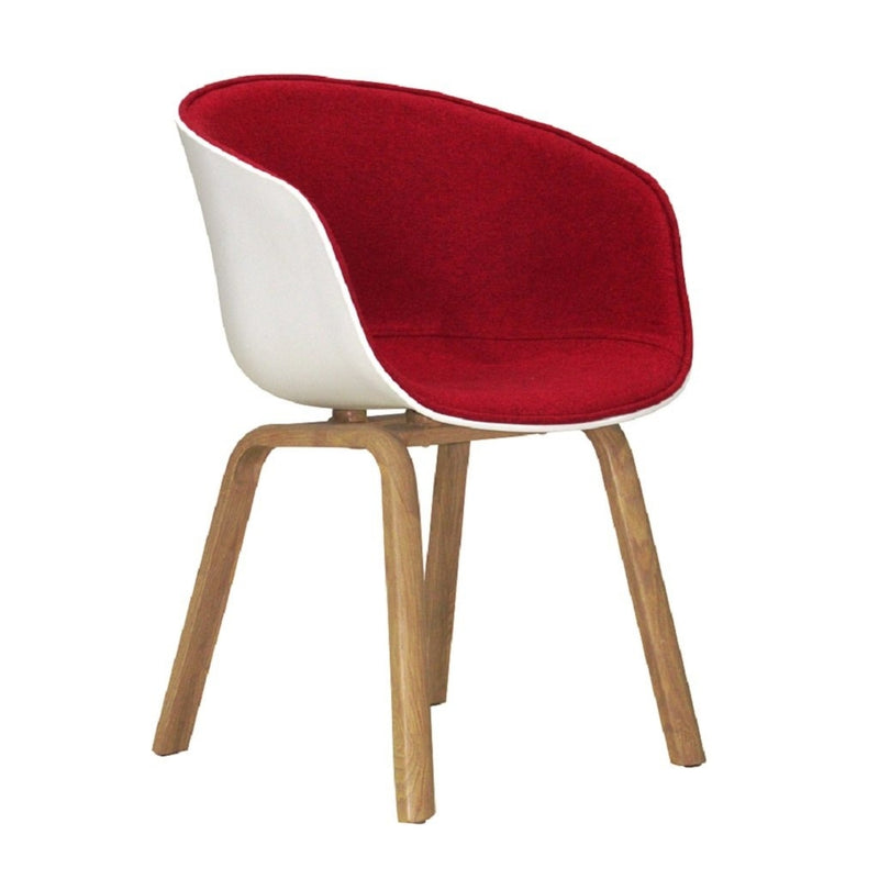 WorkStore TUB HF Cafe Chair, Fabric Cushion with Metal Legs, Red