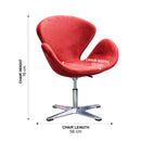 WorkStore Karen Swan Fabric Chair, Metal Base, Rubber Soles, Red