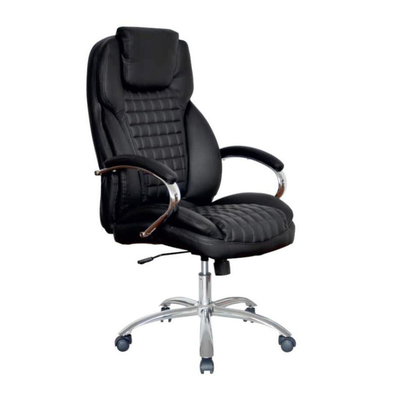 WorkStore Cirrus Executive Leather Chair, High Back with Headrest, Black