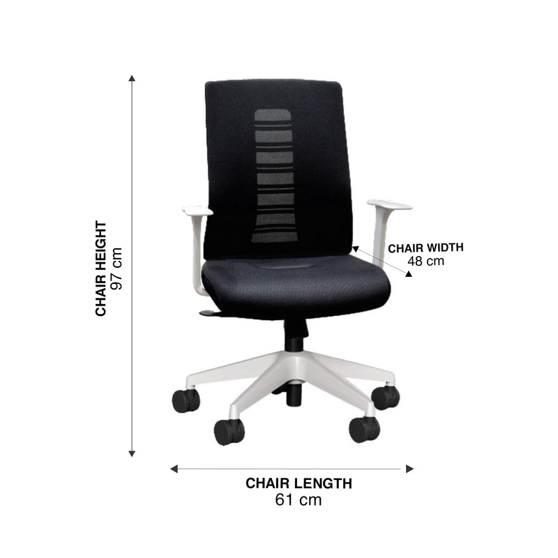 WorkStore Freska Desk Chair with Synchro Tilt, Nylon Base with Castors, White