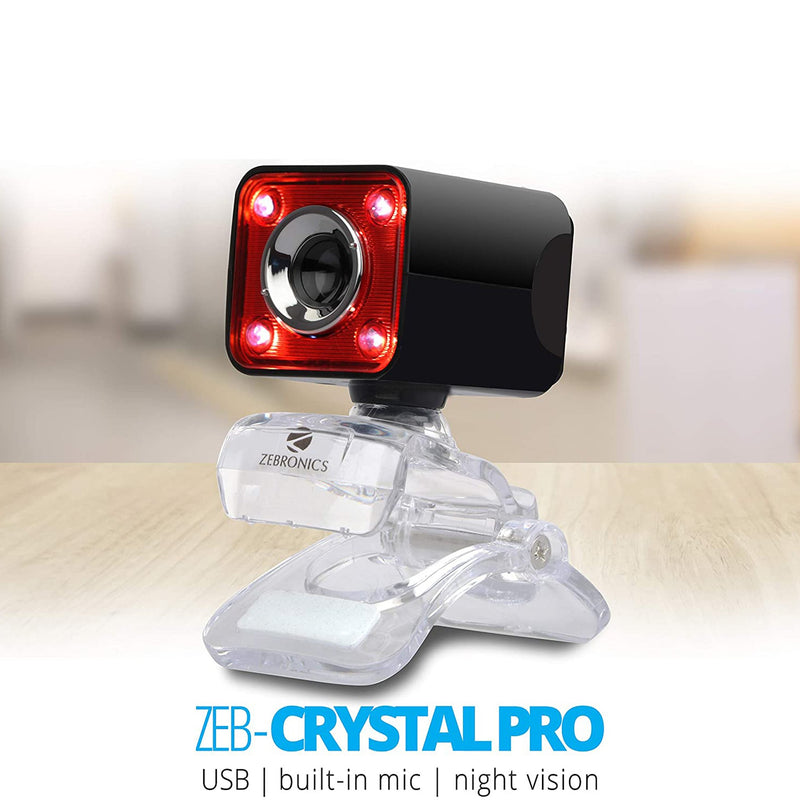 Zebronics Zeb - Crystal Pro Webcam With USB Powered, Night Vision And Built-in Mic
