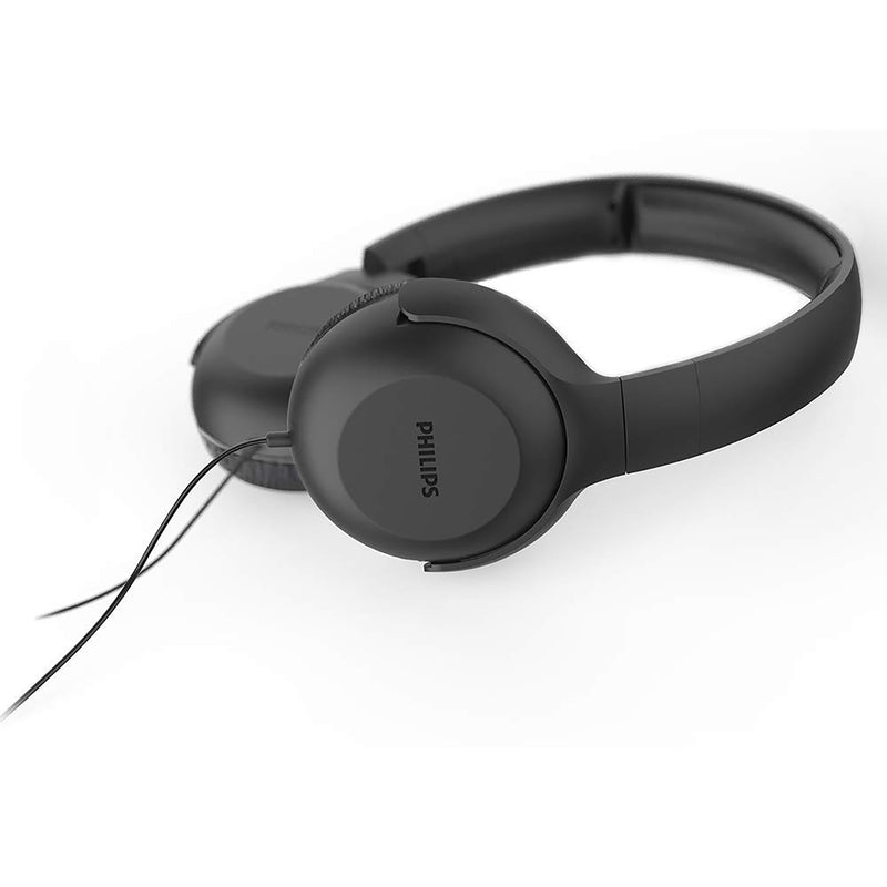 Philips TAUH 201BK Wired Head Set, Lightweight Flat-Folding Design and Built-in Mic, Black