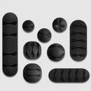 Clip-on cable organizer sticker, black, rounded, set of 9