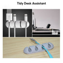 Clip-on cable organizer sticker, black, rounded, set of 9