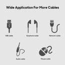 Clip-on cable organizer sticker, black, rounded, set of 9