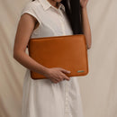 Zippered Laptop Sleeve, Vegan Leather, Tan for laptop / MacBook 35.56cm (14")