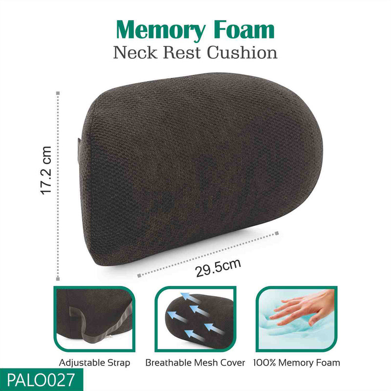 Palo Premium Neck rest with Memory Foam and adjustable band, Black