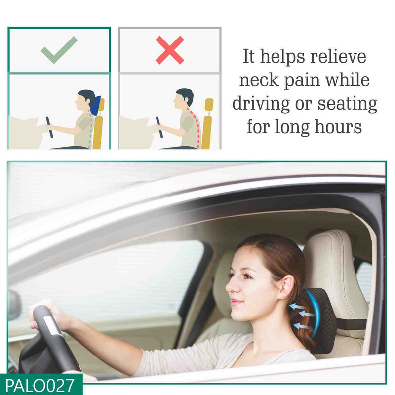 Palo Premium Neck rest with Memory Foam and adjustable band, Black