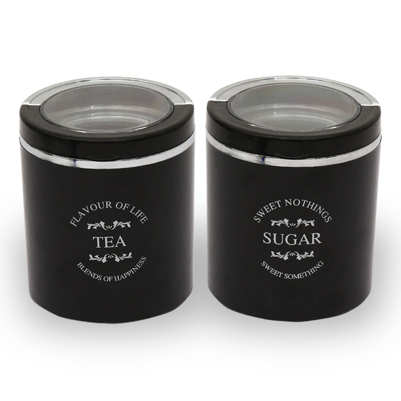 Jaypee Plus Classique Kitchen Container Set, Tea & Sugar, Pack of 2, Black
