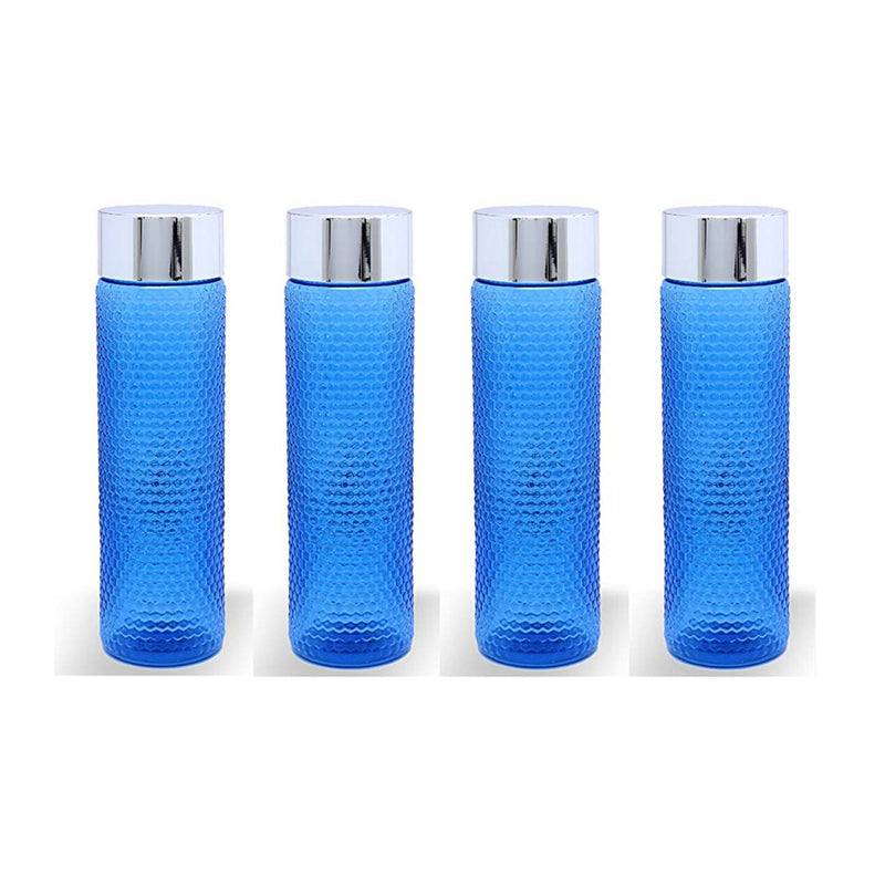 Jaypee Plus Water Bottle, 1ltr, Plastic, for Fridge, Set of 4, Blue
