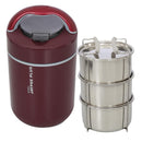 Jaypee Plus Hottline Electric Lunch Box, Electric, 3-compartment, Stainless Steel, Maroon