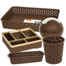 Jaypee Plus Officio Plastic Desk Organizer, Set of 5, Brown
