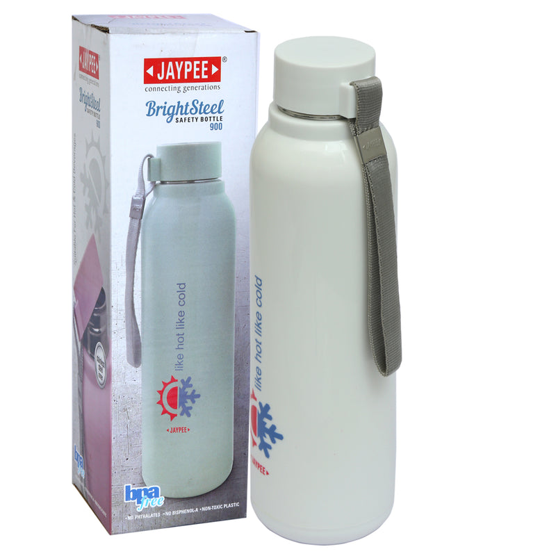 Jaypee BrightSteel Steel Water Bottle, Insulated, Hot & Cold, 700ml, White