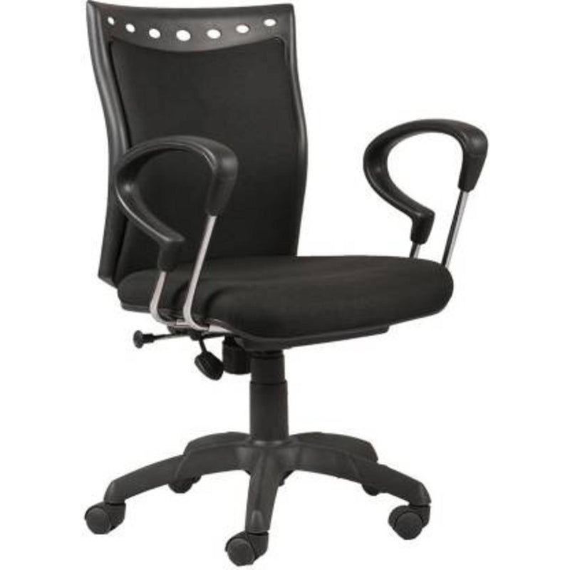 Parin Ergonomic Fabric Office Chair with Armrest, Swivel Adjustable Seat, Black
