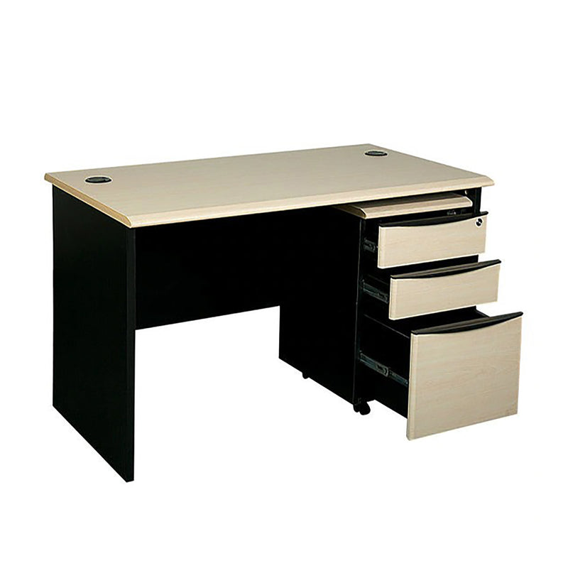 Parin Brisbane Office Table, with Mobile Pedestal, Three Drawers, Maple Finish, OT 909 - 1200