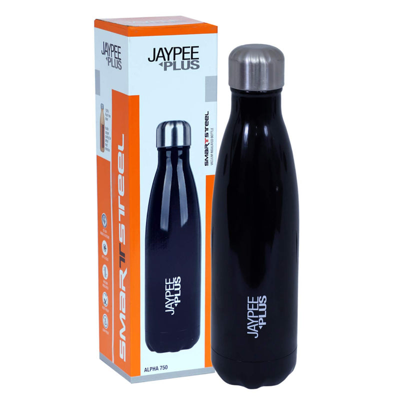 Jaypee Plus Alpha 750 Stainless Steel Water Bottle, 750 ml, Black