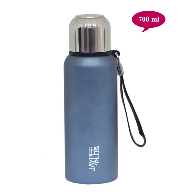 Jaypee Plus Quebec 700 Stainless Steel Water Bottle with Steel lid and Stopper, 700 ml, Blue