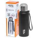 Jaypee Plus Quebec 900 Stainless Steel Water Bottle with Steel Lid and Stopper, 820 ml, Black