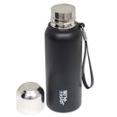 Jaypee Plus Quebec 900 Stainless Steel Water Bottle with Steel Lid and Stopper, 820 ml, Black