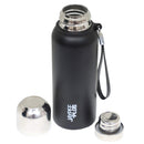 Jaypee Plus Quebec 900 Stainless Steel Water Bottle with Steel Lid and Stopper, 820 ml, Black