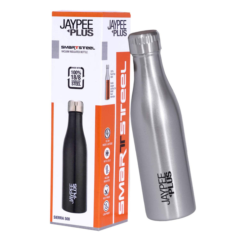 Jaypee Plus Sierra 500 Stainless Steel Water Bottle, 500 ml, Metallic