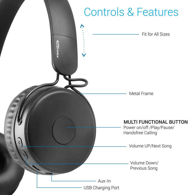 Portronics Muffs M Bluetooth Headphones With Immersive Stereo Sound, Hands Free Mic & AUX Port