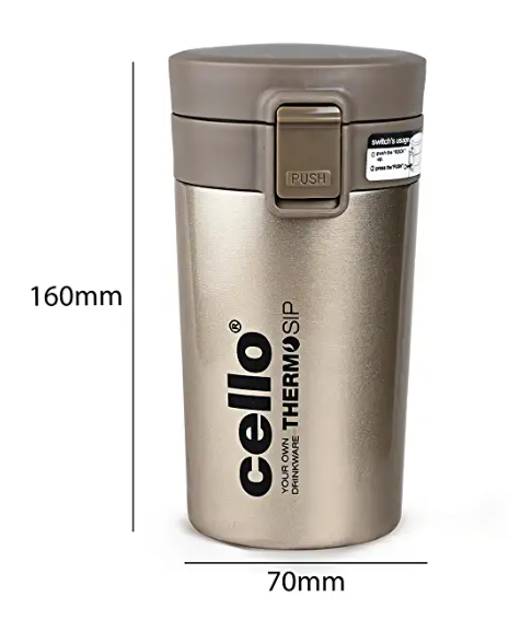 Cello Monty Stainless Steel Flask, 300ml, Grey