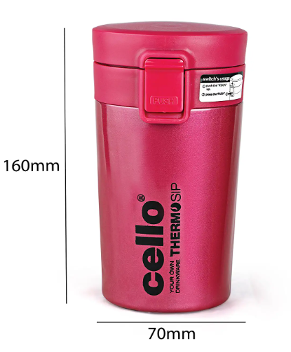 Cello Monty Stainless Steel Flask, 300ml, Pink